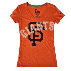 Nike MLB San Francisco Giants V-Neck T-Shirt | NWOT | S | Orange Black White